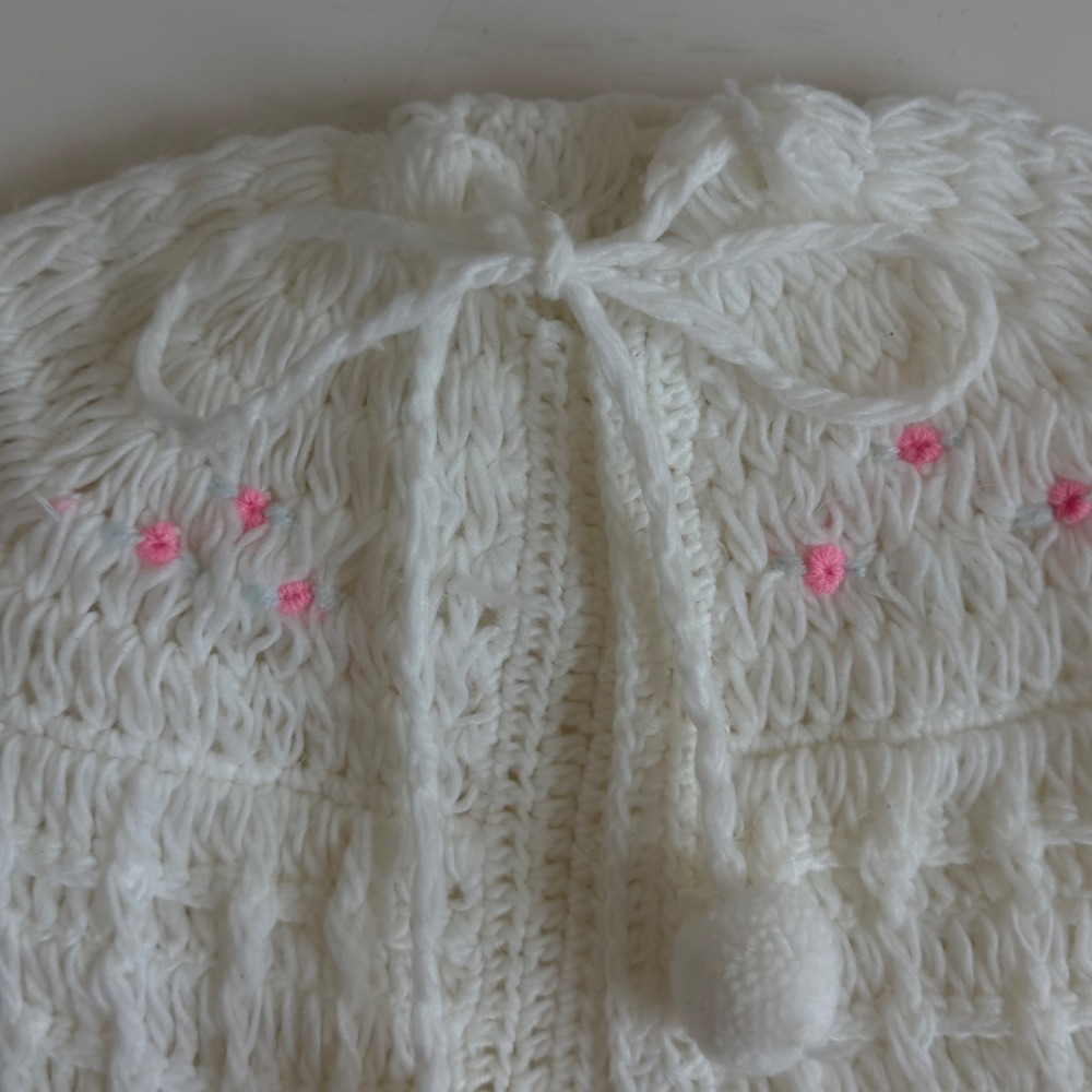 Vintage Baby Knit Sweater with Floral Details